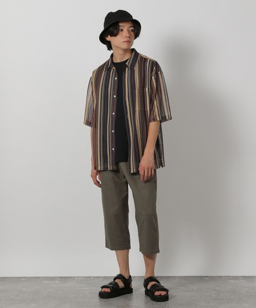 LAKOLE（ラコレ）の「ストライプレース半袖シャツ / 283477（シャツ/ブラウス・メンズ・ブルー/ブラック/イエロー/グリーン/ホワイト・MEDIUM/LARGE/X-LARGE）」の9枚目の写真