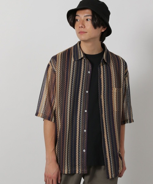 PASIRIRE Partir パスリル ER7-02-13 　ジェル付き セール】ストライプレース半袖シャツ / 283477（シャツ/ブラウス