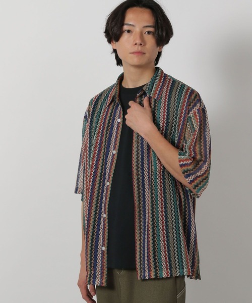 セール】ストライプレース半袖シャツ / 283477（シャツ/ブラウス