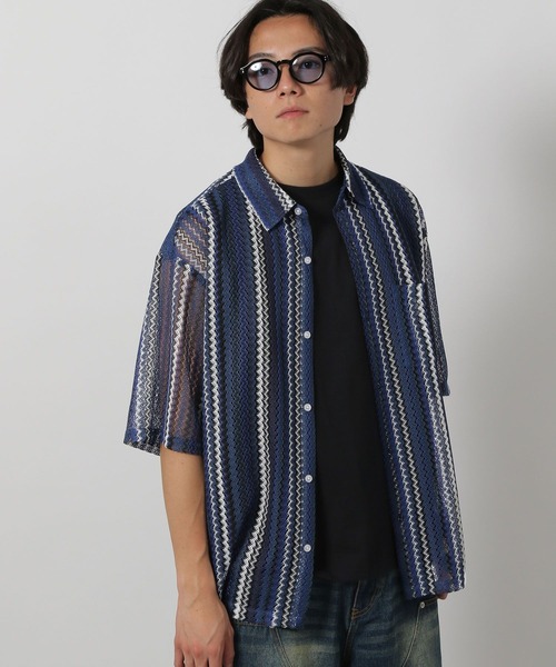 LAKOLE（ラコレ）の「ストライプレース半袖シャツ / 283477（シャツ/ブラウス・メンズ・ブルー/ブラック/イエロー/グリーン/ホワイト・MEDIUM/LARGE/X-LARGE）」の15枚目の写真