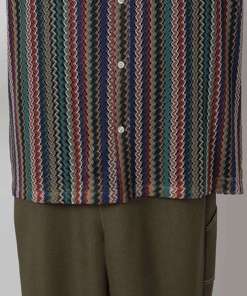 ポンバー様 LAKOLE シャツ ストライプレース半袖シャツ / 283477 メンズ