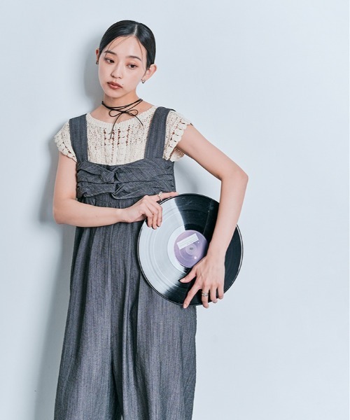 W:Huku(フーク)の「Vネック クロシェ ニット トップス / ノースリーブ フレンチスリーブ 袖なし(ニット/セーター・レディース・アイボリー/オフホワイト・FREE)」の10枚目の写真