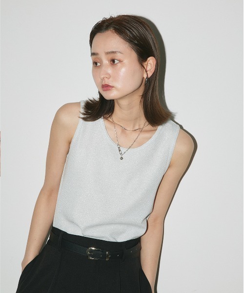 ad thie(アドティエ)の「ラメテレコ リブタンクトップ(タンクトップ・レディース・ブラック/チャコール/ライトグレー・LARGE/MEDIUM)」の17枚目の写真