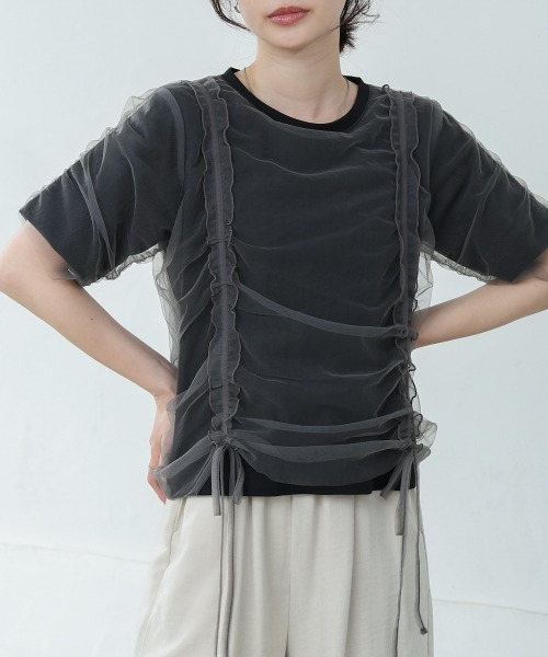 コムデギャルソン アシンメトリー ギャザー チュール カットソー Tシャツ コムデギャルソン アシンメトリー ギャザー チュール カットソー