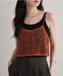 She's Closet（シーズクローゼット）の「ショート丈 透かし編み ニットビスチェ ネップ メッシュキャミソール（ベスト）」