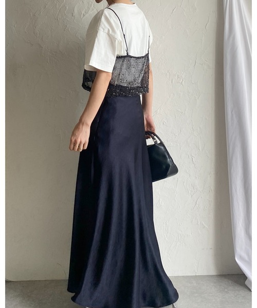 She's Closet(シーズクローゼット)の「ショート丈 透かし編み ニットビスチェ ネップ メッシュキャミソール(ベスト・レディース・ブラック/アイボリー/ベージュ/オレンジ・FREE)」の21枚目の写真