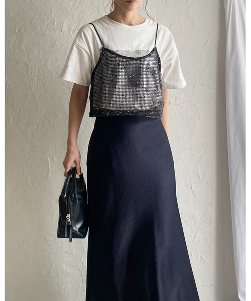 She's Closet(シーズクローゼット)の「ショート丈 透かし編み ニットビスチェ ネップ メッシュキャミソール(ベスト・レディース・ブラック/アイボリー/ベージュ/オレンジ・FREE)」の20枚目の写真