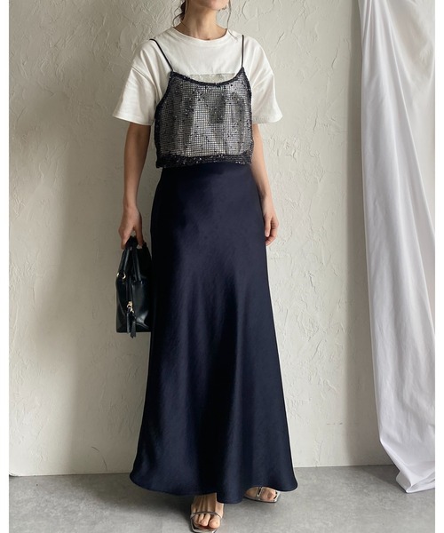 She's Closet(シーズクローゼット)の「ショート丈 透かし編み ニットビスチェ ネップ メッシュキャミソール(ベスト・レディース・ブラック/アイボリー/ベージュ/オレンジ・FREE)」の19枚目の写真