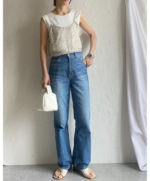 She's Closet(シーズクローゼット)の「ショート丈 透かし編み ニットビスチェ ネップ メッシュキャミソール(ベスト・レディース・ブラック/アイボリー/ベージュ/オレンジ・FREE)」の17枚目の写真