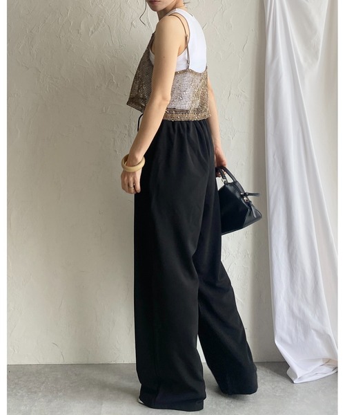 She's Closet(シーズクローゼット)の「ショート丈 透かし編み ニットビスチェ ネップ メッシュキャミソール(ベスト・レディース・ブラック/アイボリー/ベージュ/オレンジ・FREE)」の13枚目の写真