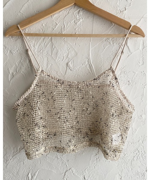 She's Closet(シーズクローゼット)の「ショート丈 透かし編み ニットビスチェ ネップ メッシュキャミソール(ベスト・レディース・ブラック/アイボリー/ベージュ/オレンジ・FREE)」の8枚目の写真