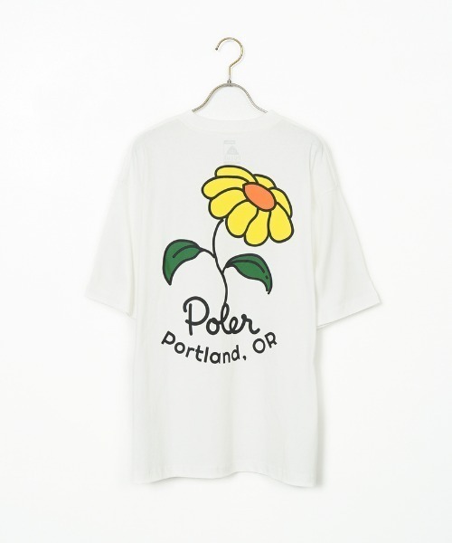 tシャツ 「POLeR/ポーラー」 別注 フラワー バックプリント ショートスリーブTシャツ レディース メンズ POLeR tシャツ 「POLeR/ポーラー」 別注 フラワー バック