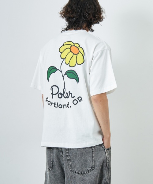tシャツ 「POLeR/ポーラー」 別注 POPPY フラワーバックプリント ショートスリーブTシャツ レディース メンズ POLeR tシャツ 「POLeR/ポーラー」 別注 POPPY フラワーバック