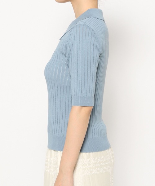 mysty woman（ミスティウーマン）の「スカシアミニットポロ　498409（ポロシャツ・レディース・グレイッシュブルー/ブラック/ブラウン・FREE）」の8枚目の写真