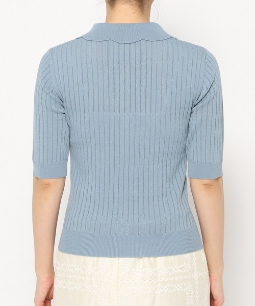 mysty woman（ミスティウーマン）の「スカシアミニットポロ　498409（ポロシャツ・レディース・グレイッシュブルー/ブラック/ブラウン・FREE）」の9枚目の写真