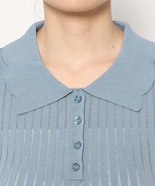 mysty woman（ミスティウーマン）の「スカシアミニットポロ　498409（ポロシャツ・レディース・グレイッシュブルー/ブラック/ブラウン・FREE）」の10枚目の写真