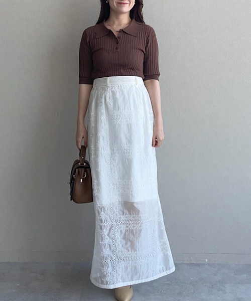 mysty woman（ミスティウーマン）の「スカシアミニットポロ　498409（ポロシャツ・レディース・グレイッシュブルー/ブラック/ブラウン・FREE）」の21枚目の写真