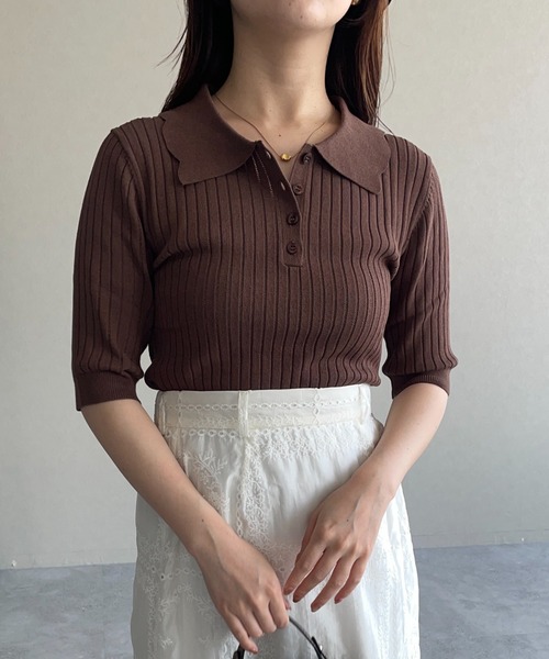 mysty woman（ミスティウーマン）の「スカシアミニットポロ　498409（ポロシャツ・レディース・グレイッシュブルー/ブラック/ブラウン・FREE）」の22枚目の写真