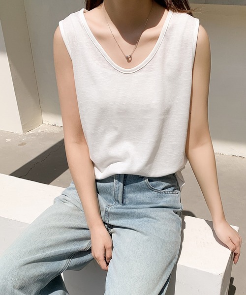 セール】綿混ノースリーブカットソー（Tシャツ/カットソー