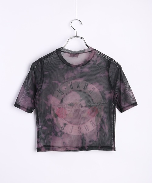 ROCK-OFF(ロックオフ)の「ROCKOFF ミュージシャン ショート丈 メッシュ半袖 ロックT(Tシャツ/カットソー・レディース・ブラック/ブラック系その他2/マルチ/ブラック系その他/ブラック系その他3/ホワイト/ピンク・S/M/L)」の12枚目の写真