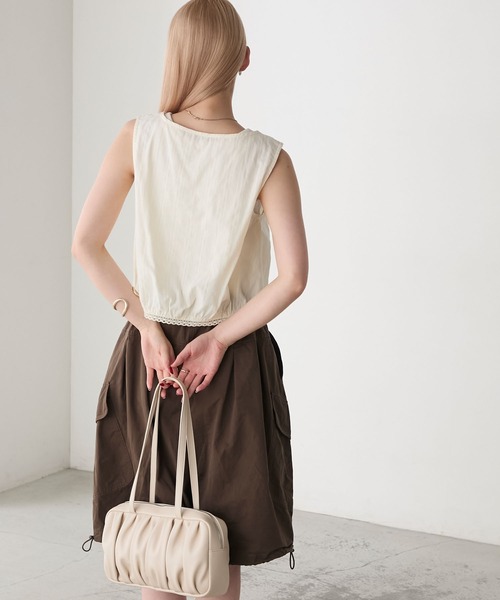 forksy.（フォルクシー）の「【forksy.】コットンドビーストライプ調ピコレーストップス（シャツ/ブラウス・レディース・アイボリー/ホワイト/ブラック・FREE）」の4枚目の写真