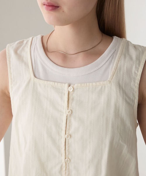 forksy.（フォルクシー）の「【forksy.】コットンドビーストライプ調ピコレーストップス（シャツ/ブラウス・レディース・アイボリー/ホワイト/ブラック・FREE）」の9枚目の写真