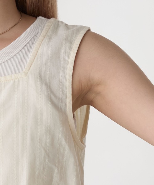 forksy.（フォルクシー）の「【forksy.】コットンドビーストライプ調ピコレーストップス（シャツ/ブラウス・レディース・アイボリー/ホワイト/ブラック・FREE）」の10枚目の写真