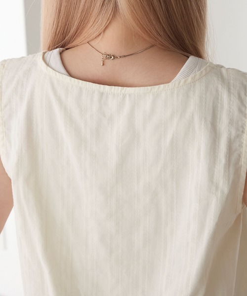 forksy.（フォルクシー）の「【forksy.】コットンドビーストライプ調ピコレーストップス（シャツ/ブラウス・レディース・アイボリー/ホワイト/ブラック・FREE）」の16枚目の写真