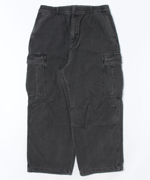 ROOT THREE(ルートスリー)の「【ROOT THREE】スラブデニム ワイドカーゴパンツ(カーゴパンツ・メンズ・ブラック/ブラック系1/ブルー・L/LL/M/S)」の2枚目の写真