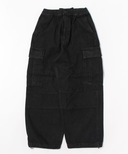 ROOT THREE(ルートスリー)の「【ROOT THREE】スラブデニム ワイドカーゴパンツ(カーゴパンツ・メンズ・ブラック/ブラック系1/ブルー・L/LL/M/S)」の1枚目の写真