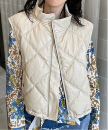Ameri | SYNTHETIC LEATHER QUILTING MINI VEST(ベスト)