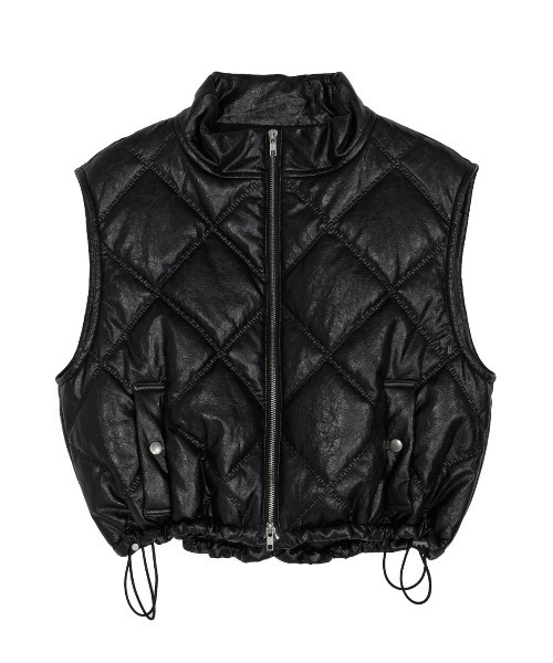 セール】SYNTHETIC LEATHER QUILTING MINI VEST（ベスト）｜Ameri