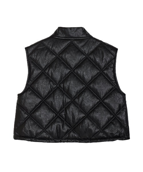 セール】SYNTHETIC LEATHER QUILTING MINI VEST（ベスト）｜Ameri