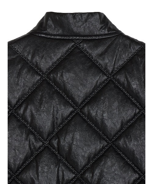 Ameri（アメリ）の「SYNTHETIC LEATHER QUILTING MINI VEST（ベスト