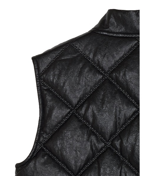 セール】SYNTHETIC LEATHER QUILTING MINI VEST（ベスト）｜Ameri