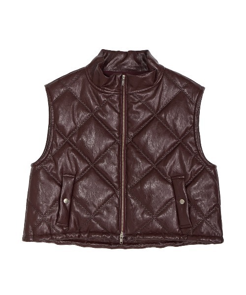 ジャケット・アウター AMERISYNTHETIC LEATHER QUILTING MINIVEST SYNTHETIC LEATHER QUILTING MINI VEST（ベスト）｜Ameri（アメリ）の