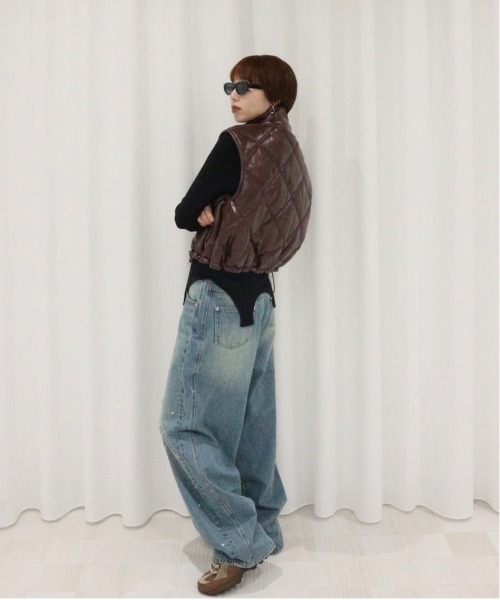 ジャケット・アウター SYNTHETIC LEATHER QUILTING MINI VEST SYNTHETIC LEATHER QUILTING MINI VEST