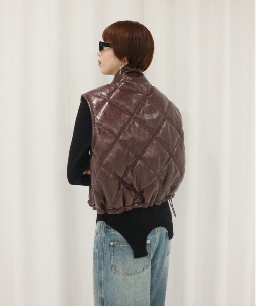 ジャケット・アウター SYNTHETIC LEATHER QUILTING MINI VEST SYNTHETIC LEATHER QUILTING MINI VEST