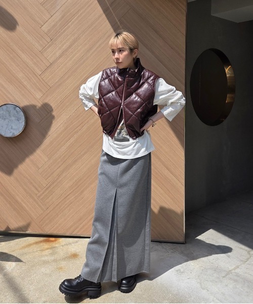 セール】SYNTHETIC LEATHER QUILTING MINI VEST（ベスト）｜Ameri