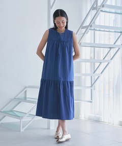 新品同様　近年モデル　スリードッツ　ワンピース　ドレス　ロング丈　コットン three dots ワンピース シルキーペーパーコットン ドレス