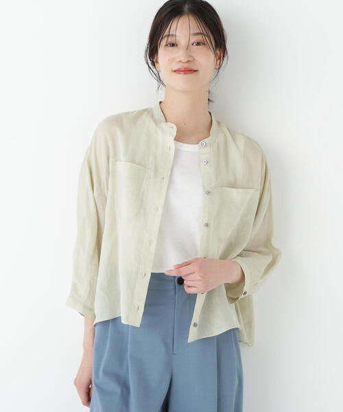 Theory 22SS 完売 ウォッシャブル バンドカラー シャツブラウス ◇ラミーバンドカラーシャツブラウス（シャツ/ブラウス）｜human