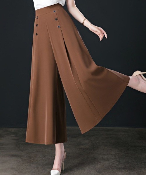 Per sist ence(パーシエンス)の「ハイウエストワイドパンツ(その他パンツ・レディース・モカ/ネイビー/ブラウン/ブラック・LARGE/MEDIUM)」の15枚目の写真