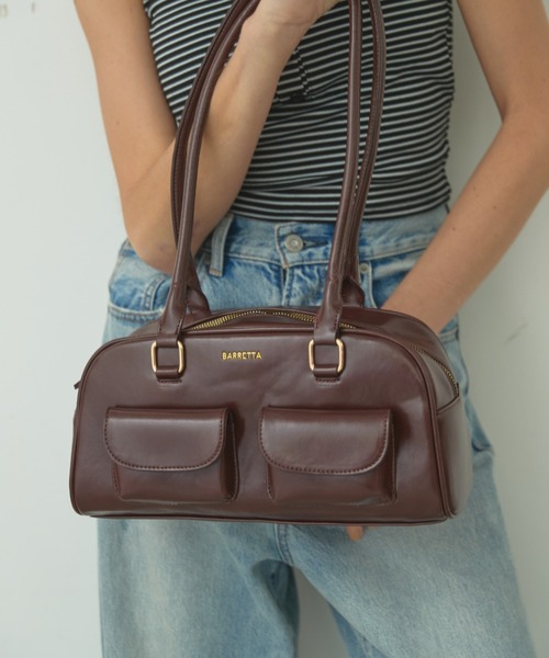 BARRETTA（バレッタ）の「アウトポケットボストンバッグ（ボストンバッグ・レディース・ブラウン/ブラック・FREE）」の10枚目の写真