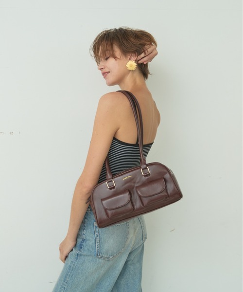 BARRETTA（バレッタ）の「アウトポケットボストンバッグ（ボストンバッグ・レディース・ブラウン/ブラック・FREE）」の6枚目の写真