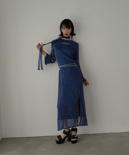 HARE(ハレ)の「【NARROW STYLE/WEB・一部店舗限定】カットアウトラメシアーワンピース(HARE)(ワンピース・レディース・ブラック/ネイビー・FREE)」の20枚目の写真
