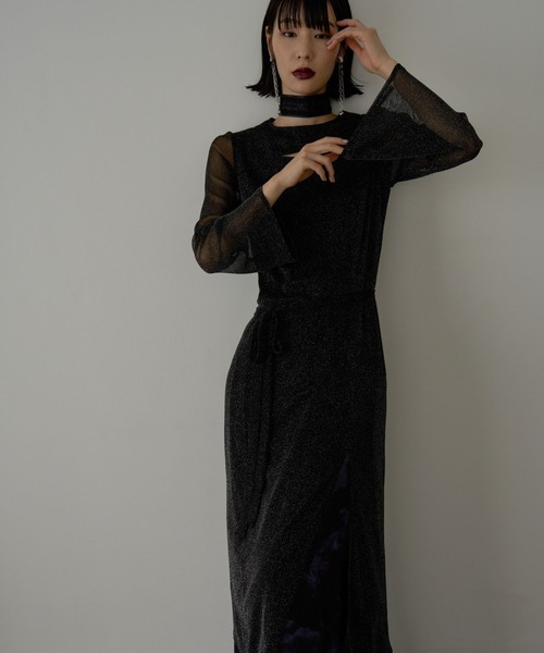 NARROW STYLE/WEB・一部店舗限定】カットアウトラメシアーワンピース(HARE)