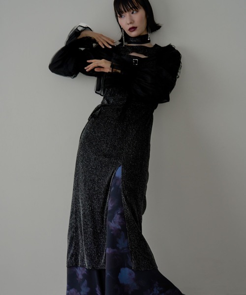 HARE(ハレ)の「【NARROW STYLE/WEB・一部店舗限定】カットアウトラメシアーワンピース(HARE)(ワンピース・レディース・ブラック/ネイビー・FREE)」の15枚目の写真