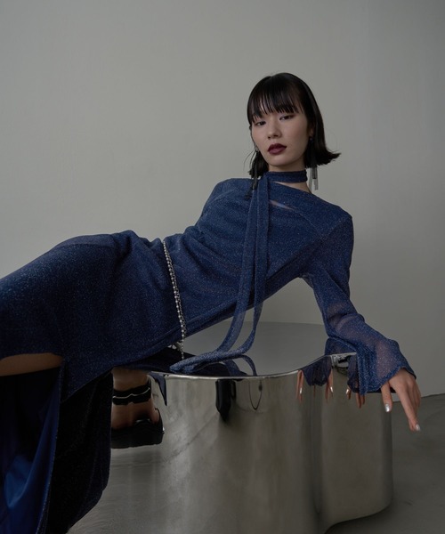 NARROW STYLE/WEB・一部店舗限定】カットアウトラメシアーワンピース(HARE)