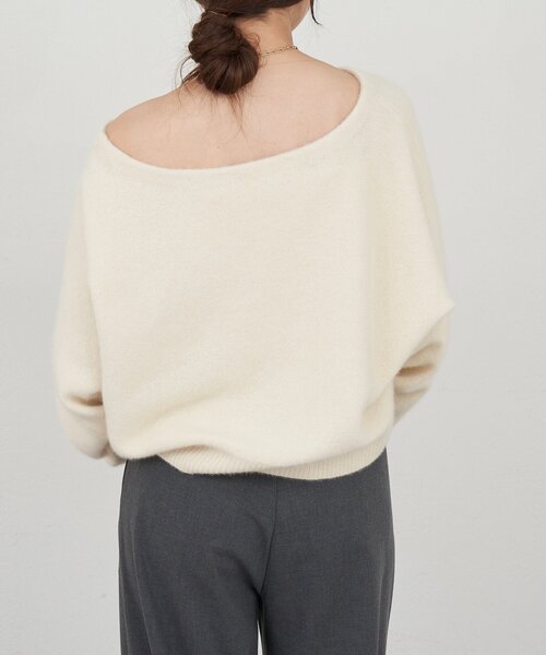 SHENERY（シーナリー）の「ファーウールオフショルニット（ニット/セーター・レディース・オフホワイト/モカ・FREE）」の6枚目の写真