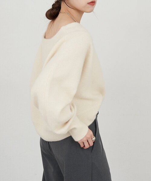 SHENERY（シーナリー）の「ファーウールオフショルニット（ニット/セーター・レディース・オフホワイト/モカ・FREE）」の7枚目の写真